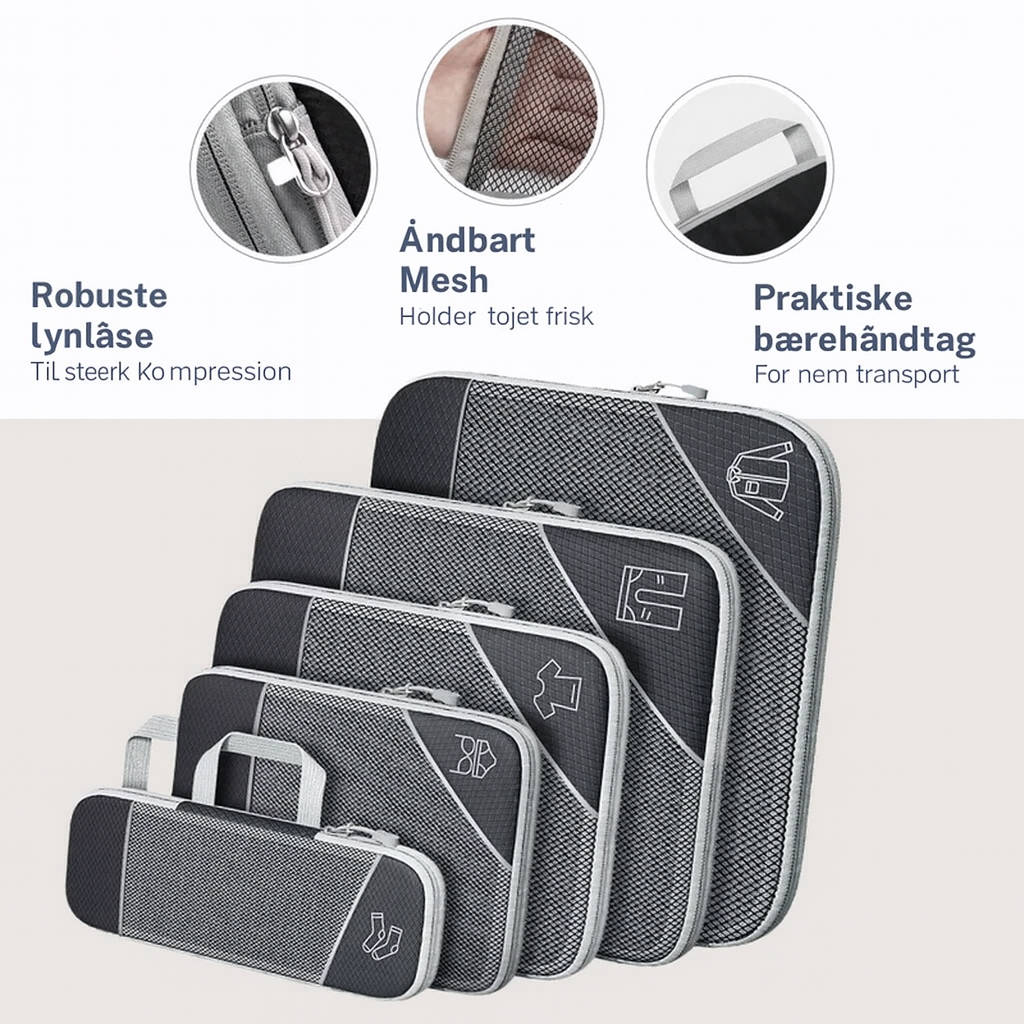 PackMate - 6 stk. sæt komprimerbar taske