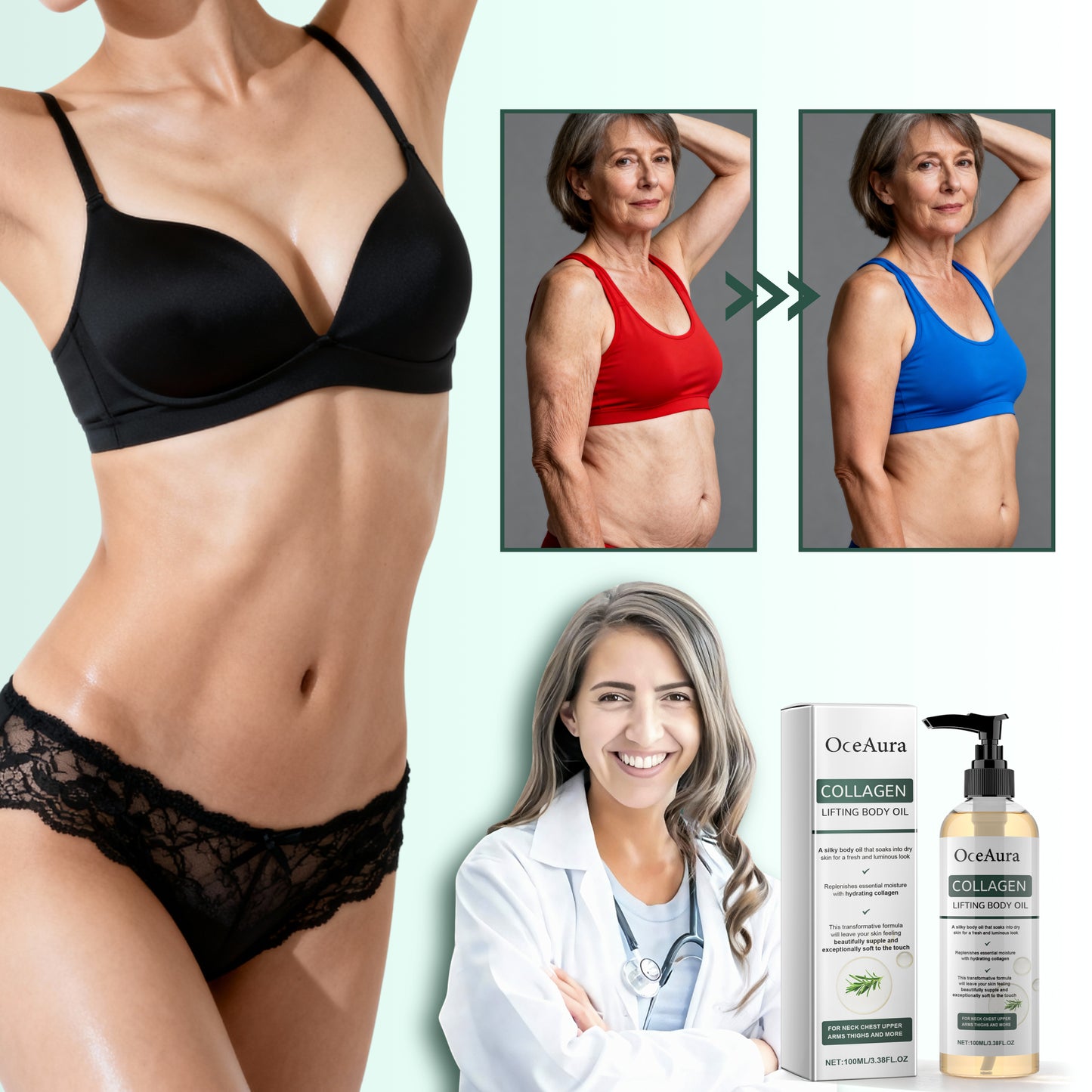 Luméa Collagen Oil™ | Opstrammer og løfter slap hud med 98% på kun 24 timer