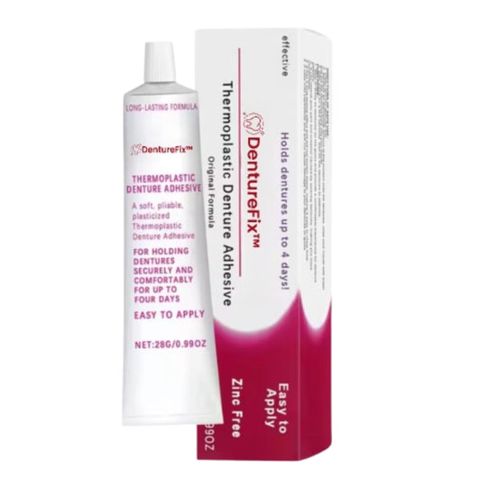 DentureFix™ klæbegel og protesefikser | Sikrer 95% af proteser fast og forhindrer irritation, så du får et bekymringsfrit smil på bare 7 dage