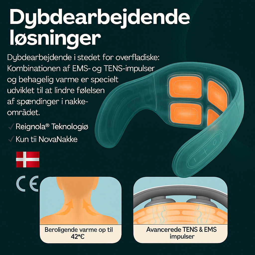 NovaNakke™ | Afslap din nakke på 15 minutter – lindring med EMS, varme og TENS-teknologi