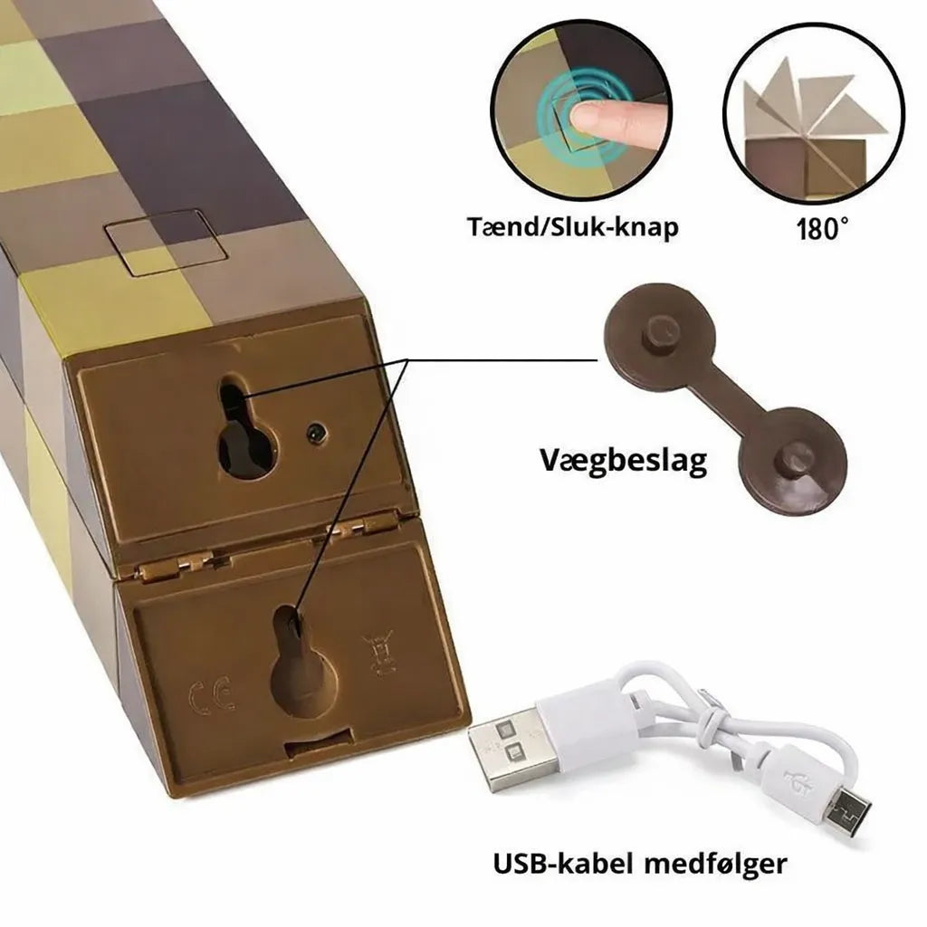 Minecraft Fakkel Lamp | Giver tryghed og glæde ved sengetid