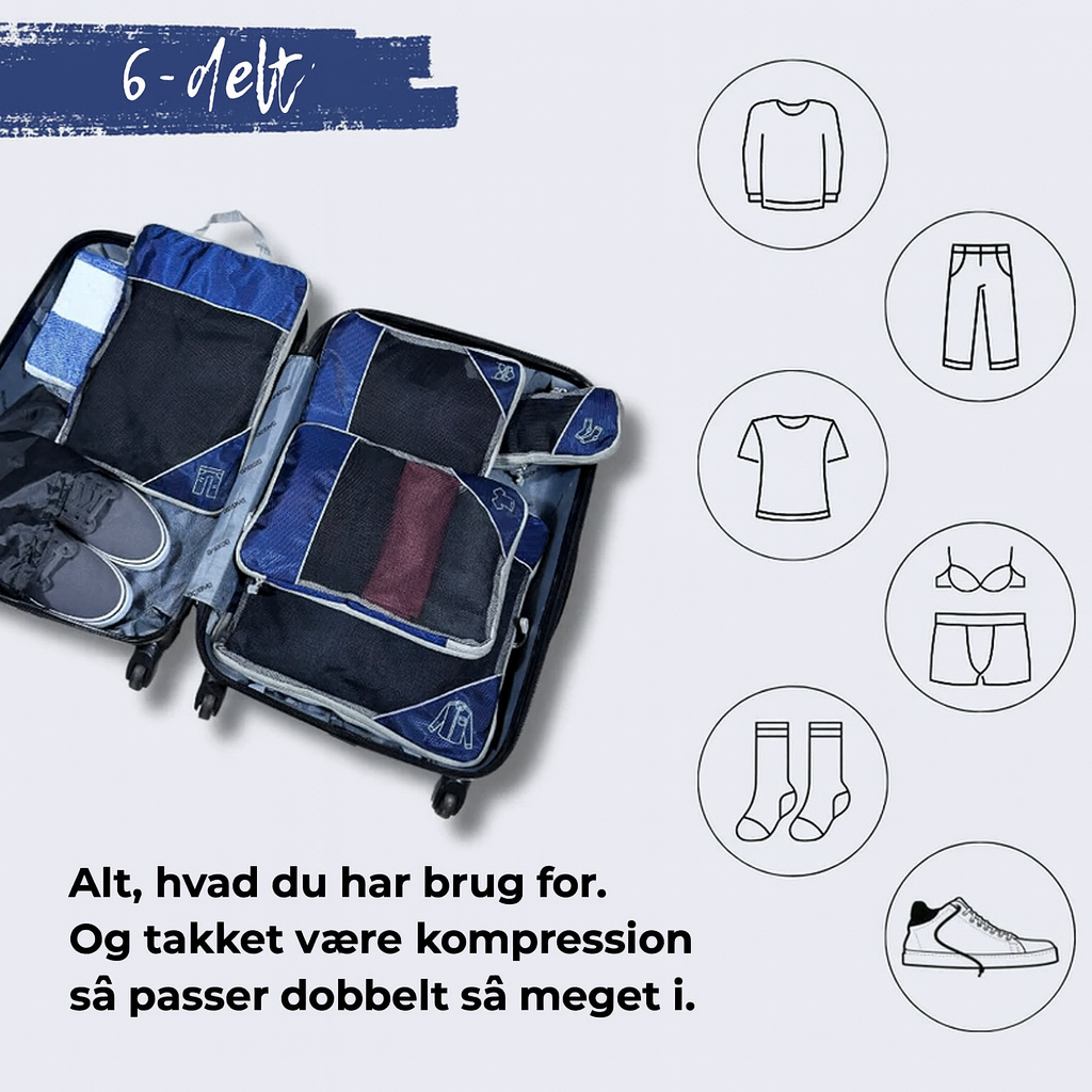 PackMate - 6 stk. sæt komprimerbar taske
