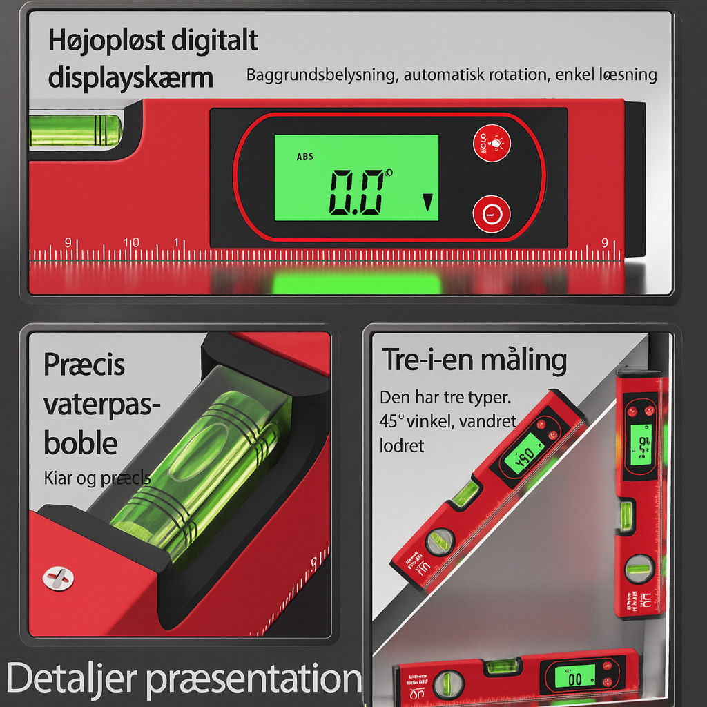 NovaMeasure™ | Smart digital vaterpas med magnetisk base og LCD-display