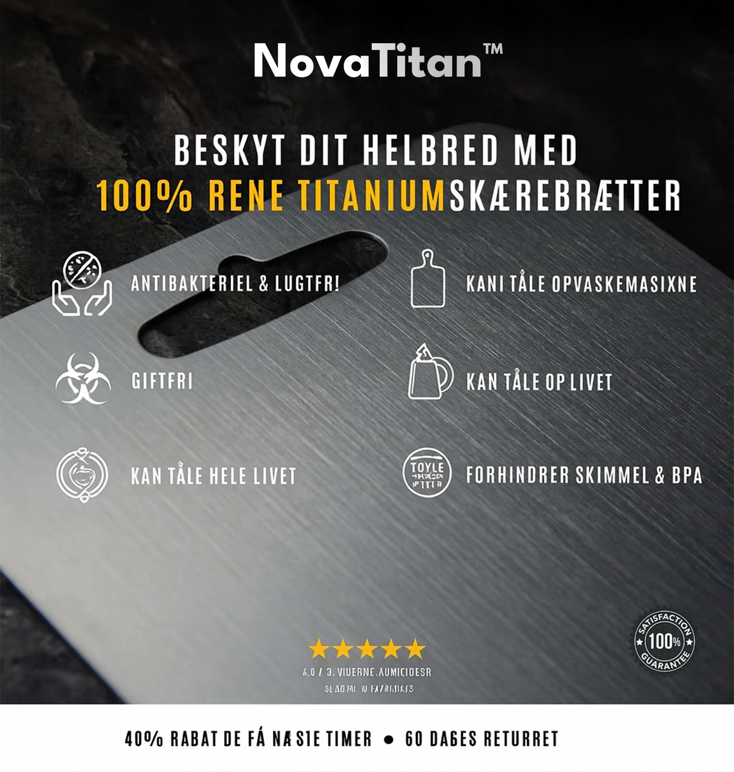 Nova Titan™ – Skærebræt i Titanium i Professionel Kvalitet til Kokkene og Hjemmekøkkener