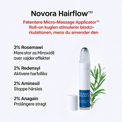 Novora Hairflow™ | Genskab din Selvtillid med Fyldigere, Stærkere Hår