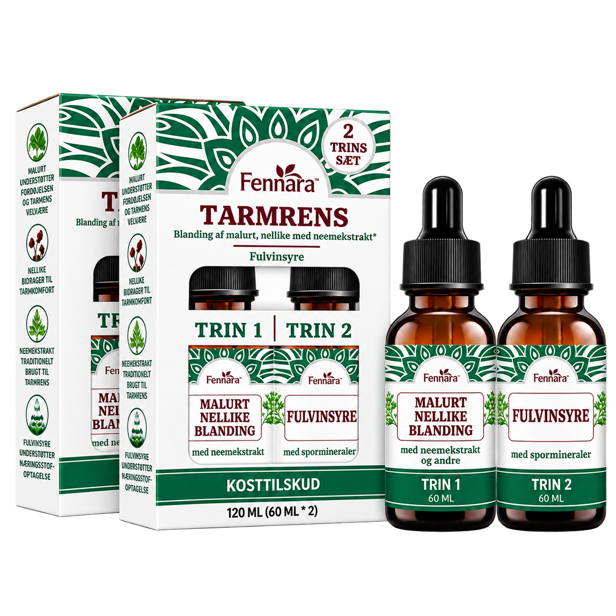 Fennara™ Flydende | 2 trins tarmrensning, naturlig urteformel til en renere og sundere tarm