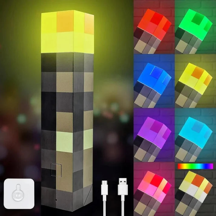 Minecraft Fakkel Lamp | Giver tryghed og glæde ved sengetid